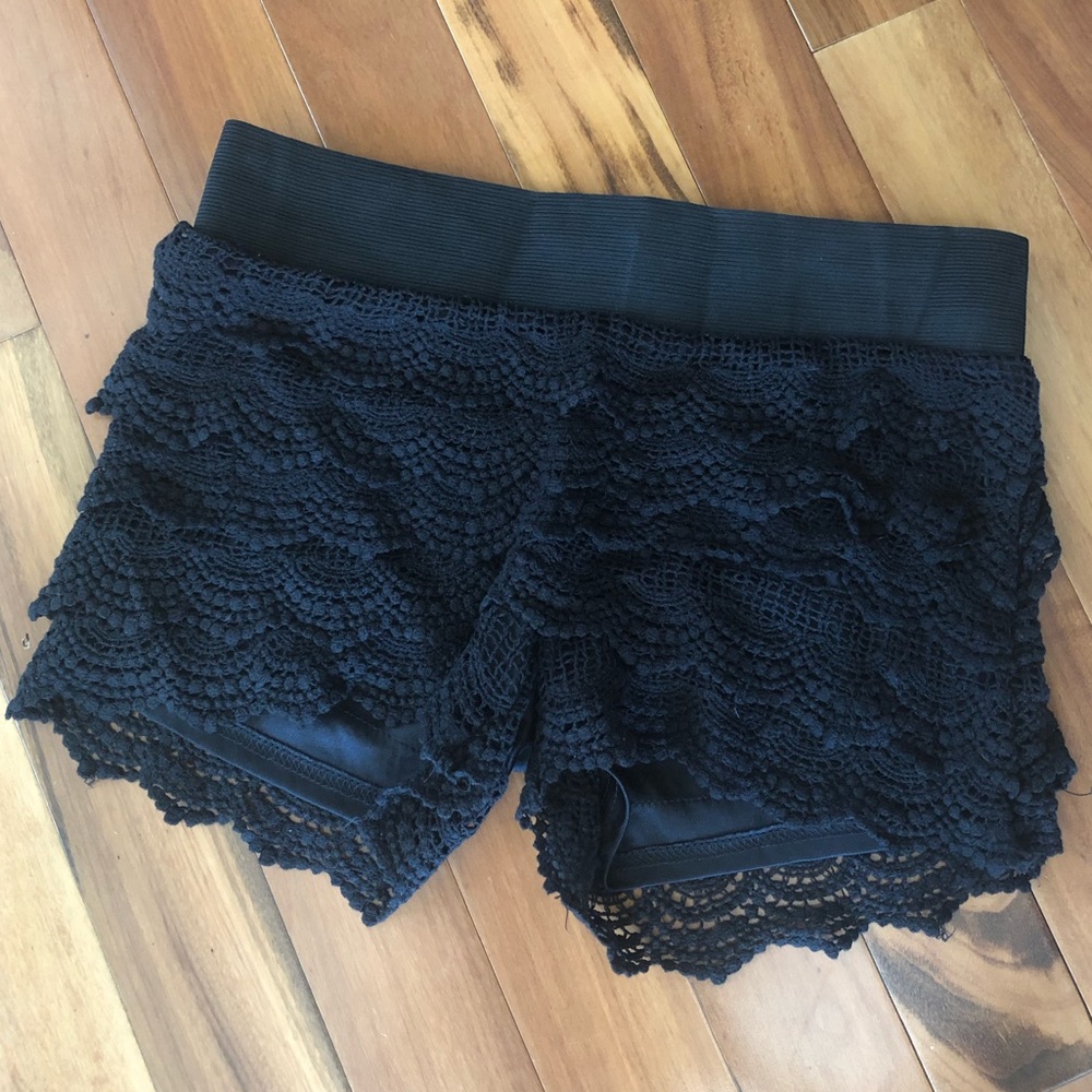 Black crochet shorts
